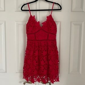 Tobi red lace skater dress